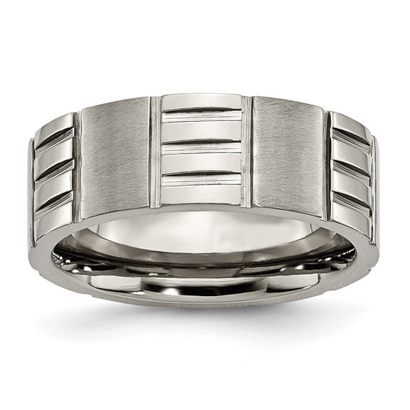 Auriga Fine Jewelry Titanium Satin 8mm Notched Band for Men Size 10.5