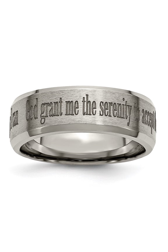 Fine Jewelry Titanium Serenity Laser Design 8mm Beveled Men's Band Size 7