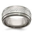 thumbnail image 1 of Auriga Fine Jewelry Titanium and Sterling Silver Brushed and Polished 9mm Ring for Women Size 10, 1 of 6