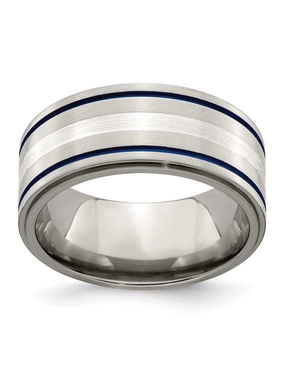 Fine Jewelry Titanium w/Argenteum Sterling Silver Anodized 10mm Men's Band Size 8