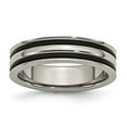 thumbnail image 1 of Auriga Fine Jewelry Titanium with Black Rubber 6mm Grooved Band for Men Size 7, 1 of 6