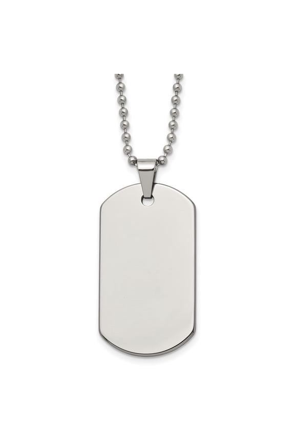 Fine Jewelry Tungsten Polished Dog Tag Necklace for Mens 22"