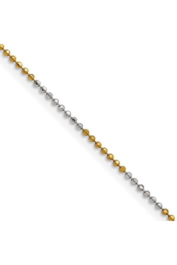 Fine Jewelry Two-tone Brass 1.5 mm Ball Chain Necklace for Women 16"