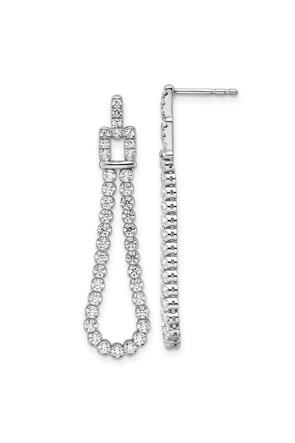 Fine Jewelry 14K White Gold Lab Grown Diamond VS/GH Loop Dangle Earring for Women (L- 1.51 inch, W- 0.22 inch)