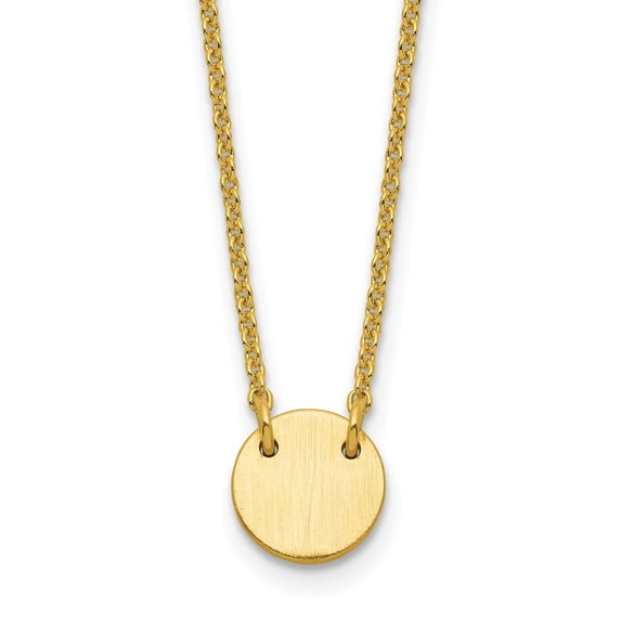 Auriga Fine Jewelry Gold-tone Brass Engravable Round Disc Necklace with 2inch Extension for Women