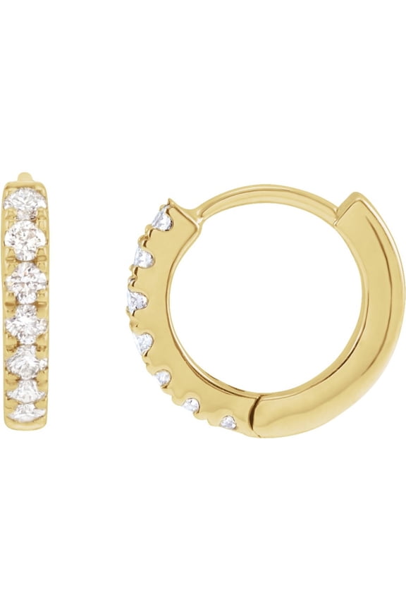 14k Yellow Gold 1/5 CTW LG Diamond 10 mm Hoop Earrings for Women