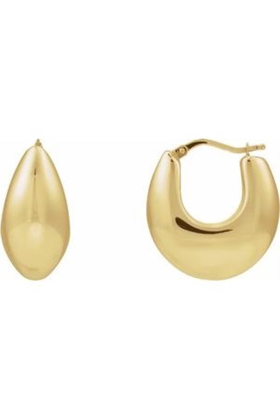 14k Yellow Gold Electroform Tapered 25.1 mm Hoop Earrings for Women