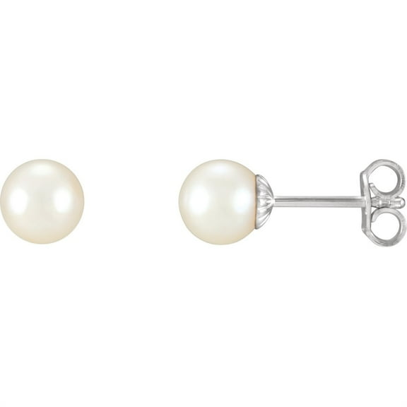 Auriga 925 Sterling Silver 7-7.5mm FWC White Pearl Stud Earrings for Women
