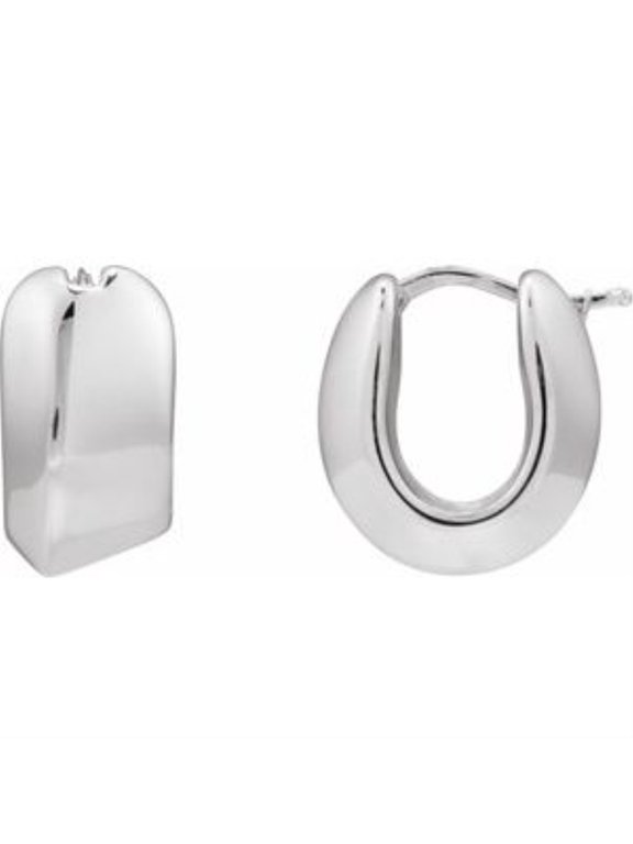 925 Sterling Silver Electroform 18.3 mm Puffed Hoop Earrings for Women