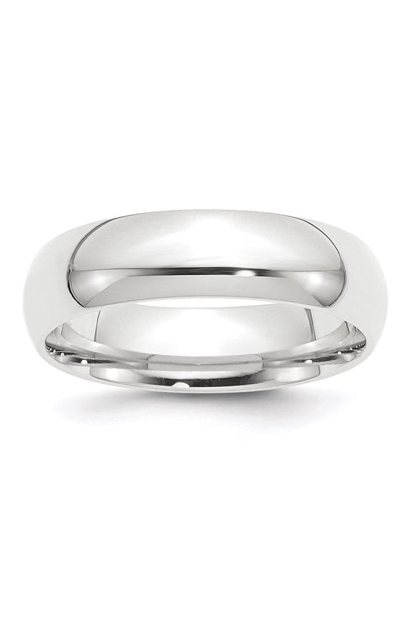 Fine Jewelry Platinum 6mm Half Round Comfort Fit Lightweight Band Ring Size 6 for Women
