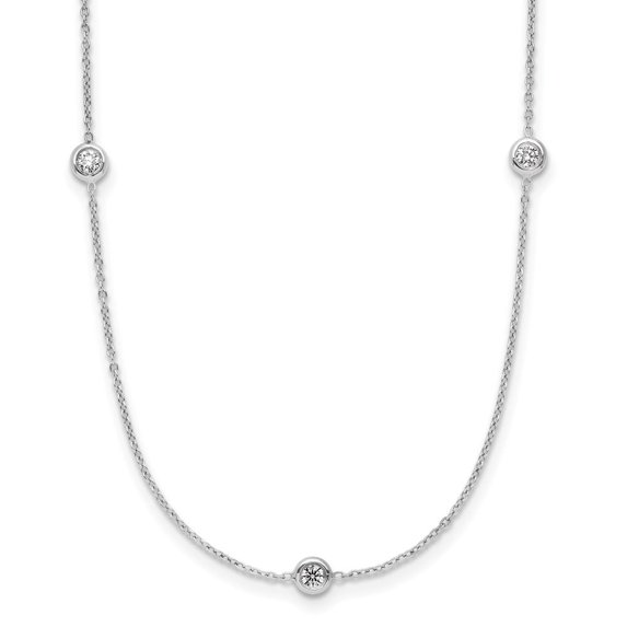 Auriga Platinum Bezel Set 7 Diamond Station Necklace for Women 18" (0.35ct, Color-G-H, Clarity- SI1)