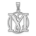 thumbnail image 1 of Auriga Fine Jewelry 925 Sterling Silver Rhodium-plated Fancy Script Letter M Initial Pendant for Women (L-25.65 mm, W-16.99 mm), 1 of 6
