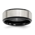 thumbnail image 1 of Auriga Fine Jewelry Stainless Steel 8 mm Black IP-plated with Brushed Center Beveled Edge Band for Women Size 8, 1 of 6