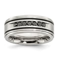 thumbnail image 1 of Auriga Stainless Steel 9 mm Black IP-plated Black Diamond Band for Women Size 11 (0.5ct, Clarity- I2), 1 of 6