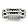 thumbnail image 1 of Auriga Fine Jewelry Stainless Steel Antiqued Polished Double Row Beaded 8 mm Band for Women Size 10, 1 of 6