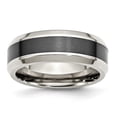 thumbnail image 1 of Auriga Stainless Steel Base with Brushed Black Ceramic Center Beveled Band for Women Size 8, 1 of 6