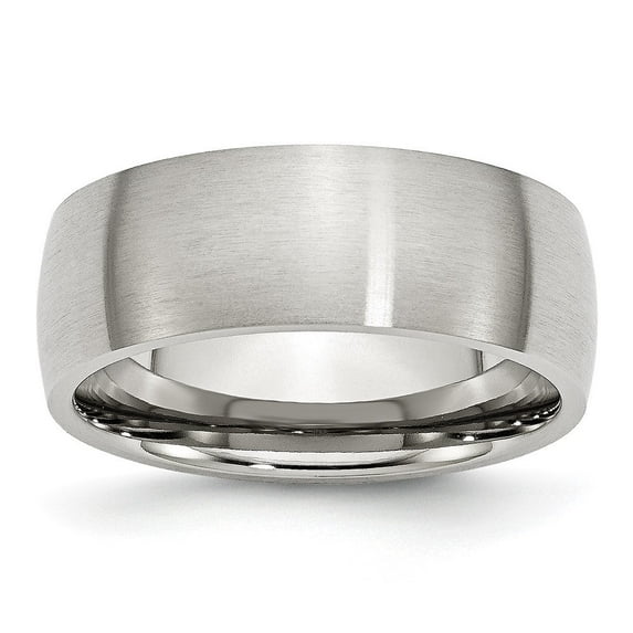 Auriga Fine Jewelry Stainless Steel Brushed 8 mm Half Round Band for Women Size 9.5