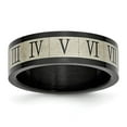 thumbnail image 1 of Auriga Fine Jewelry Stainless Steel Brushed Black IP-plated Roman Numerals Band for Women Size 12, 1 of 6