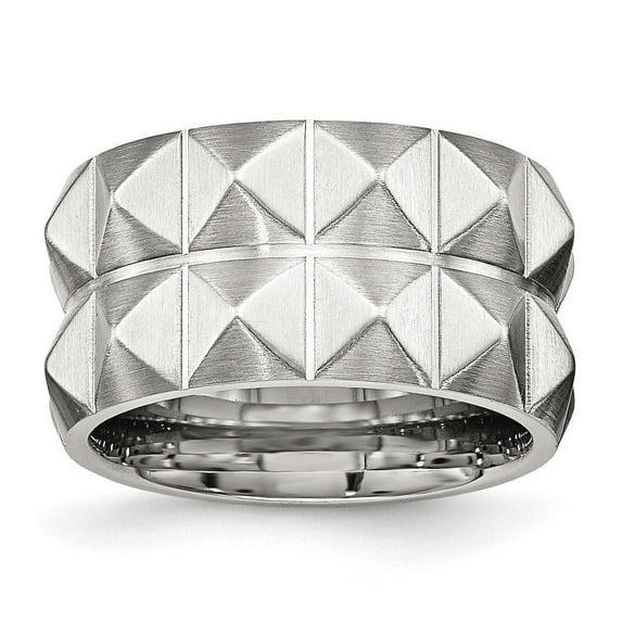 Auriga Fine Jewelry Stainless Steel Brushed Grooved 12 mm Band for Women Size 14