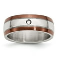 thumbnail image 1 of Auriga Fine Jewelry Stainless Steel Brushed Polished Brown IP-plated Edge Diamond 8 mm Band for Women Size 8, 1 of 8