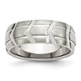 thumbnail image 1 of Auriga Stainless Steel Brushed and Polished 8 mm Grooved Band for Women Size 8.5, 1 of 6