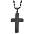 thumbnail image 1 of Auriga Fine Jewelry Stainless Steel Brushed and Polished Black IP-plated Cross Pendant on a Ball Chain Necklace for Mens 24", 1 of 3