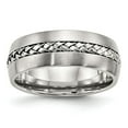 thumbnail image 1 of Auriga Stainless Steel Brushed and Polished Braided 8 mm Band for Women Size 9, 1 of 6