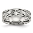 thumbnail image 1 of Auriga Fine Jewelry Stainless Steel Brushed and Polished Diamond-cut 6.5 mm Band for Women Size 9.5, 1 of 6