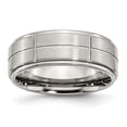 thumbnail image 1 of Auriga Fine Jewelry Stainless Steel Brushed and Polished Grooved 8 mm Ridged Edge Band for Women Size 8, 1 of 6