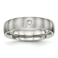 thumbnail image 1 of Auriga Stainless Steel Brushed with CZ Half Round 5.5 mm Band for Women Size 10, 1 of 6