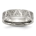thumbnail image 1 of Auriga Stainless Steel Brushed with Engraved Trinity Symbol 6 mm Band for Women Size 13, 1 of 6