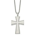 thumbnail image 1 of Auriga Fine Jewelry Stainless Steel Brushed with Laser-cut Edges Cross Pendant on a Rope Chain Necklace for Men 24", 1 of 6
