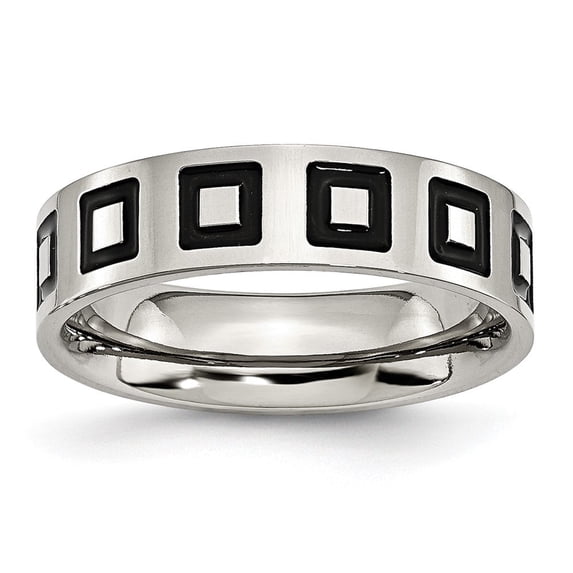 Auriga Fine Jewelry Stainless Steel Enameled Flat 6 mm Polished Band for Women Size 9.5