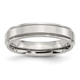 thumbnail image 1 of Auriga Fine Jewelry Stainless Steel Polished 5 mm Ridged Edge Band for Women Size 9, 1 of 7