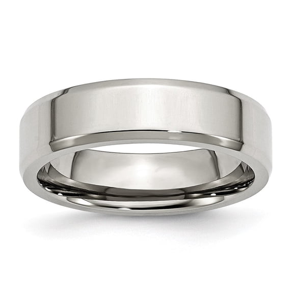 Auriga Fine Jewelry Stainless Steel Polished 6 mm Beveled Edge Band for Women Size 10.5