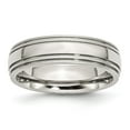 thumbnail image 1 of Auriga Stainless Steel Polished 6 mm Grooved and Beaded Band for Women Size 9.5, 1 of 6