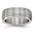 thumbnail image 1 of Auriga Fine Jewelry Stainless Steel Polished 8 mm Grooved Band for Women Size 10.5, 1 of 6