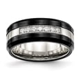 thumbnail image 1 of Auriga Fine Jewelry Stainless Steel Polished Black Ceramic with CZ Beveled Edge Ring for Women Size 9, 1 of 6