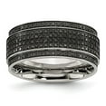 thumbnail image 1 of Auriga Fine Jewelry Stainless Steel Polished Black Diamond 10 mm Ridged Edge Band for Women Size 8.5, 1 of 6
