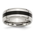 thumbnail image 1 of Auriga Stainless Steel Polished Black Enamel 8 mm Beveled Edge Band for Women Size 13, 1 of 6