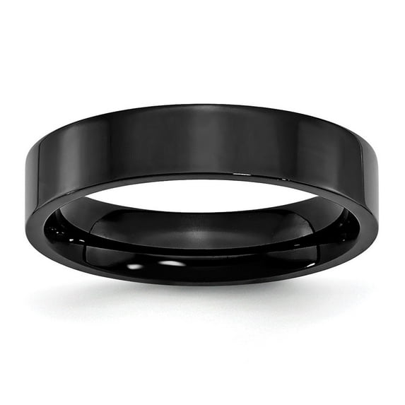 Auriga Fine Jewelry Stainless Steel Polished Black IP-plated 5 mm Flat Band for Women Size 13