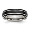 thumbnail image 1 of Auriga Fine Jewelry Stainless Steel Polished Black IP-plated 6 mm Grooved Band for Women Size 10, 1 of 7