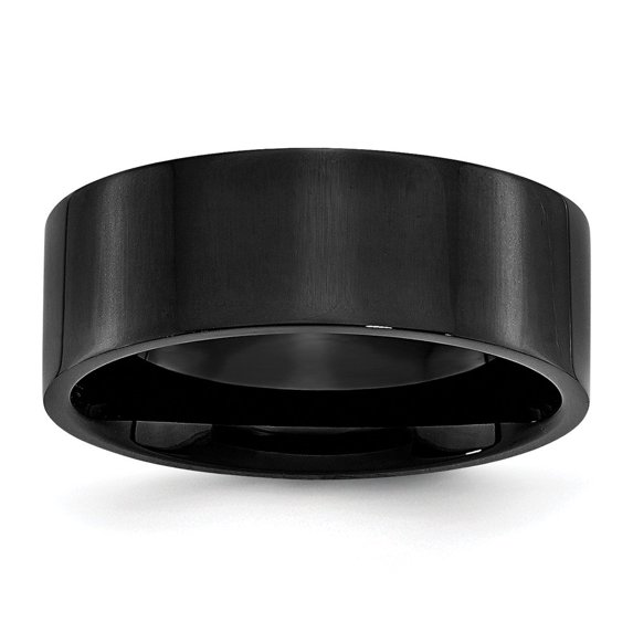 Auriga Fine Jewelry Stainless Steel Polished Black IP-plated 8 mm Flat Band for Women Size 12