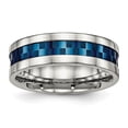thumbnail image 1 of Auriga Stainless Steel Polished Blue IP-plated Checkered Design 7 mm Band for Women Size 9.5, 1 of 6
