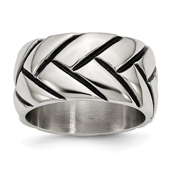 Auriga Fine Jewelry Stainless Steel Polished Braided Design Ring for Women Size 8