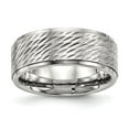 thumbnail image 1 of Auriga Fine Jewelry Stainless Steel Polished Brushed Center D/C 9 mm Ridged Edge Band for Women Size 8.5, 1 of 6