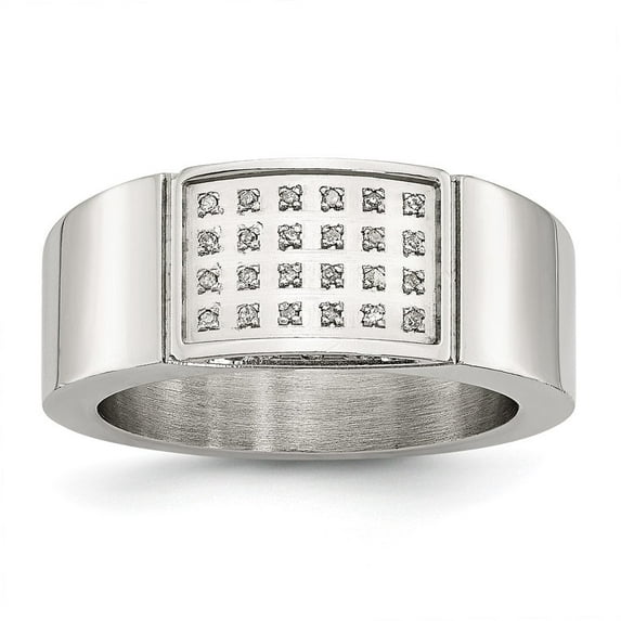 Auriga Fine Jewelry Stainless Steel Polished Diamond 9.5 mm Band for Women Size 10.5