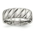 thumbnail image 1 of Auriga Fine Jewelry Stainless Steel Polished Diamond-cut 8 mm Band for Women Size 10.5, 1 of 7