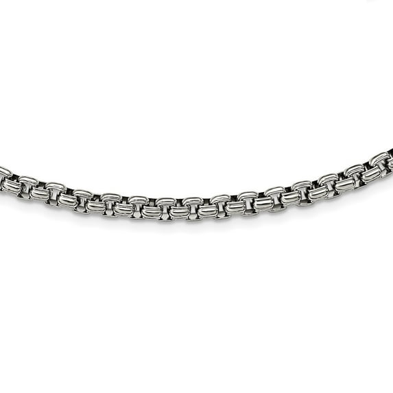 Auriga Stainless Steel Polished Fancy Box Chain Necklace for Mens 24"