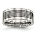 thumbnail image 1 of Auriga Fine Jewelry Stainless Steel Polished Grooved 8 mm Comfort Fit Band for Women Size 12, 1 of 6